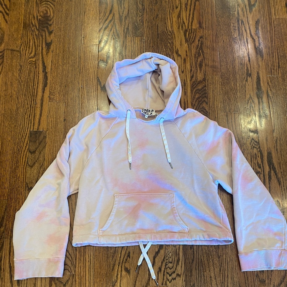 Pam &‎ Gela Tie Dye Cropped Hoodie Size Medium